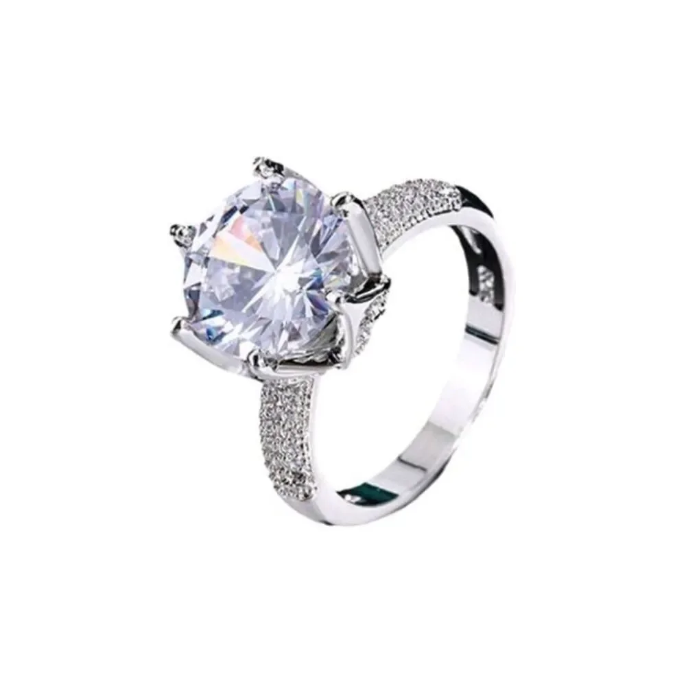 Stunning 925 Sterling silver diamond  wedding ring sz 6